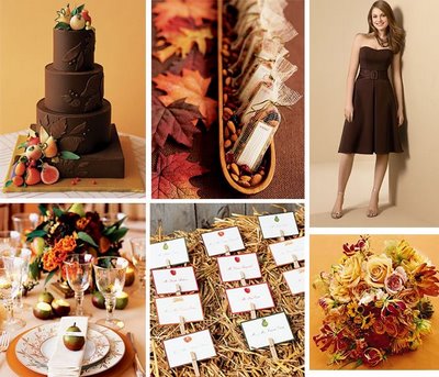 brown orange and green wedding pictures